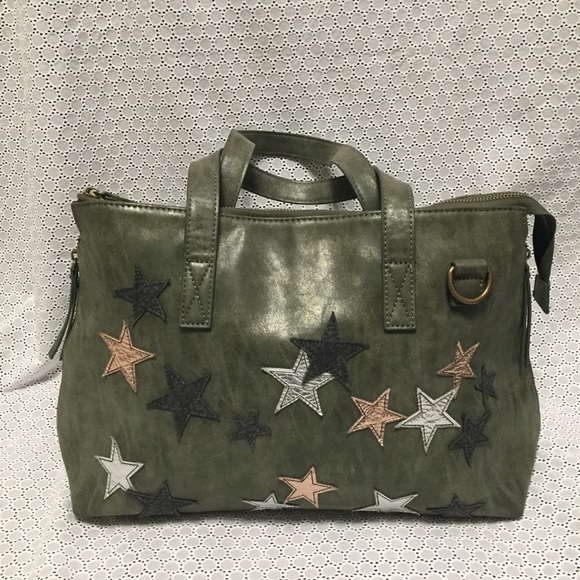 Urban Expressions Handbags - Urban Expressions VEGAN leather Purse olive army green stars black gold